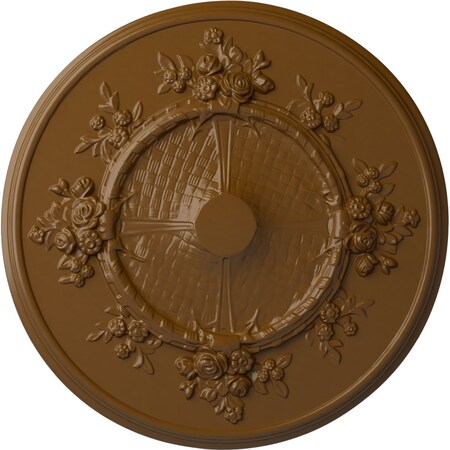 Flower Ceiling Medallion (Fits Canopies Up To 3 7/8), Hand-Painted Smokey Topaz, 27OD X 1 1/8P